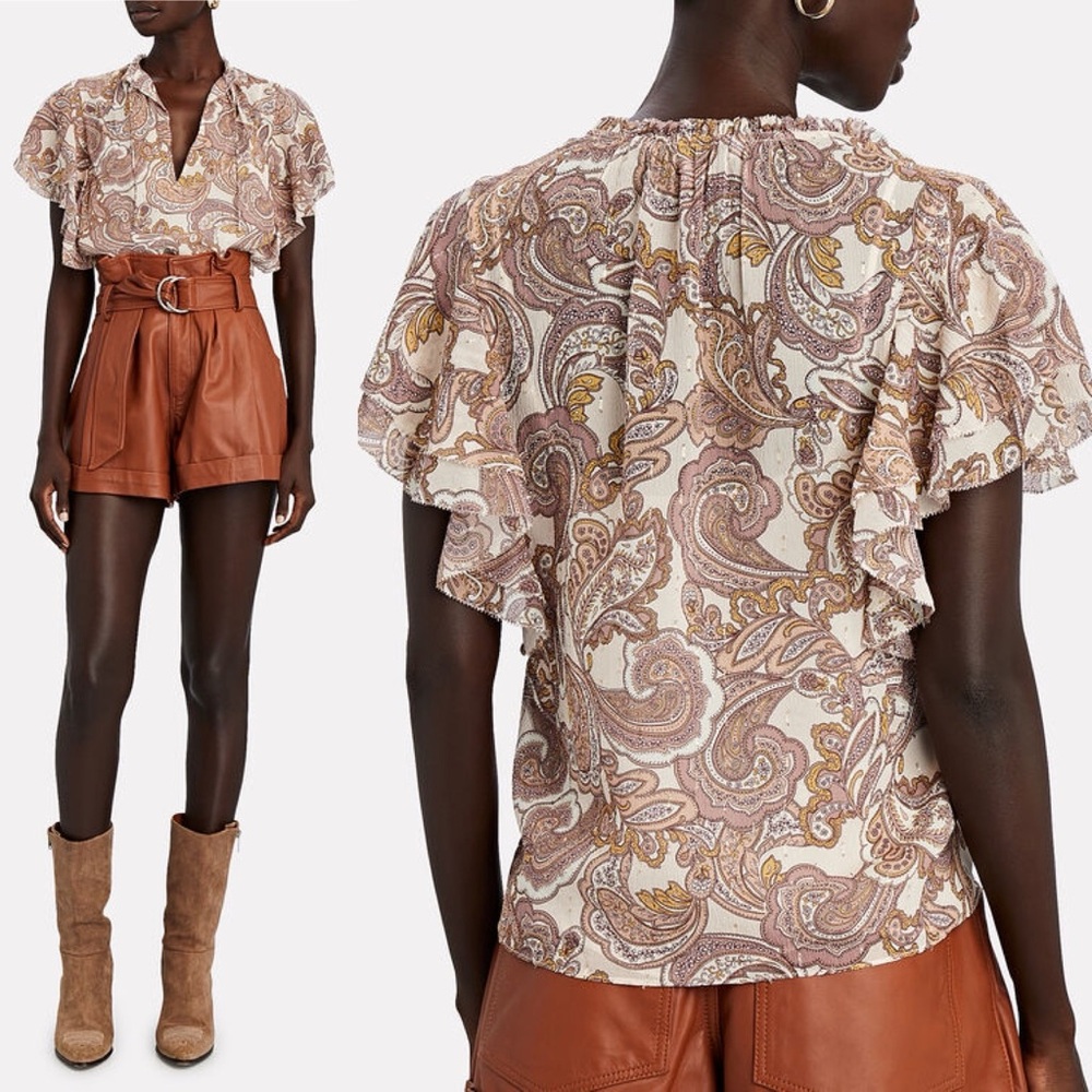 Intermix | Carolina Paisley Silk Chiffon Top Small